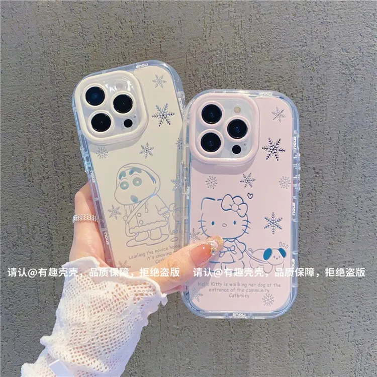 蜡笔小新适用苹果15手机壳华为oppo小米vivo情侣iphone14凯蒂猫13
