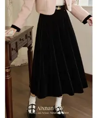 【品牌撤柜款ZB】秋冬松紧带半身裙黑色休闲风洋气DYL661338