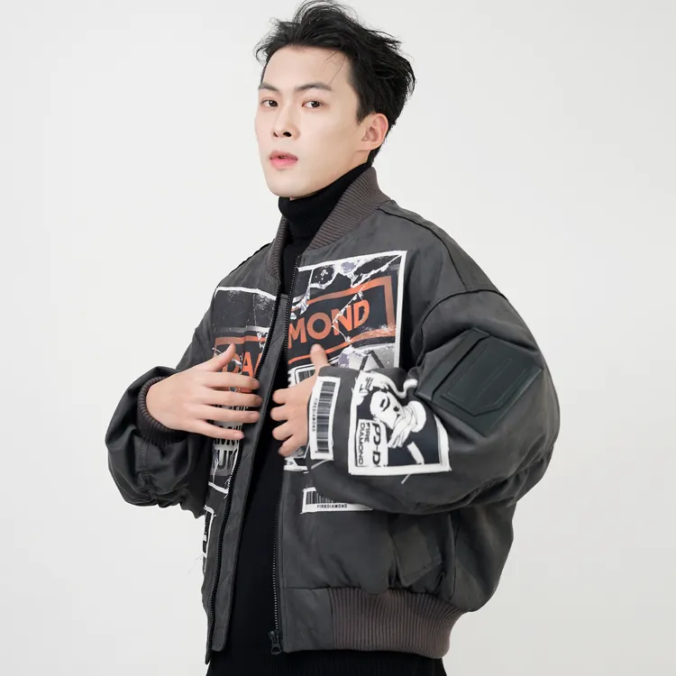 2025年新款飞行员美式复古风棒球领羽绒服男冬季加厚保暖外套潮