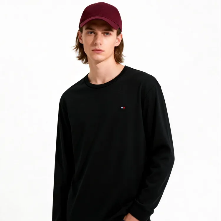 TOMMY HILFIGER长袖t恤男款薄款透气圆领休闲打底衫 78E8342 ZZ