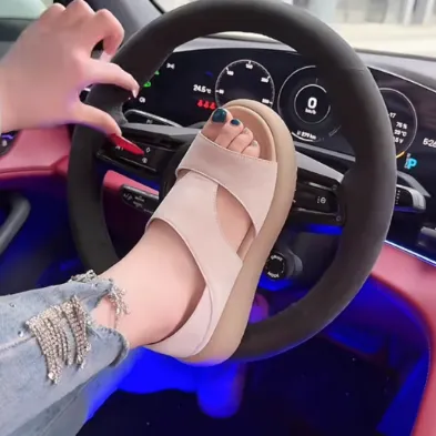 复古夏舒适软底凉鞋时尚休闲百搭防滑潮流平跟单鞋厚底平底真皮