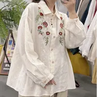 花忆莫奈~25新款！韩系大版重工刺绣减龄百搭衬衫休闲设计感衬衣