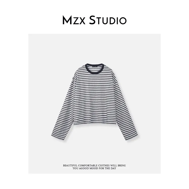 MZX 秋季条纹撞色百搭长袖T恤 SY8733-P