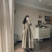 LUOLUOZ【吸引力】高级感气质撞色首要轻奢时尚长款连衣裙CC237