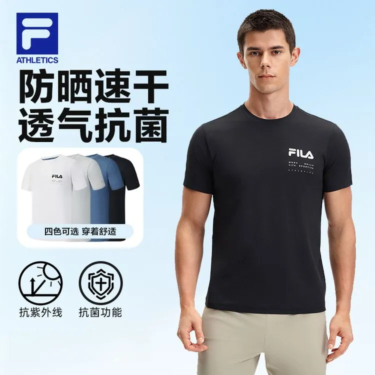 FILA斐乐男士【速干抗菌防晒】夏季新款圆领短袖运动T恤A11M521106F