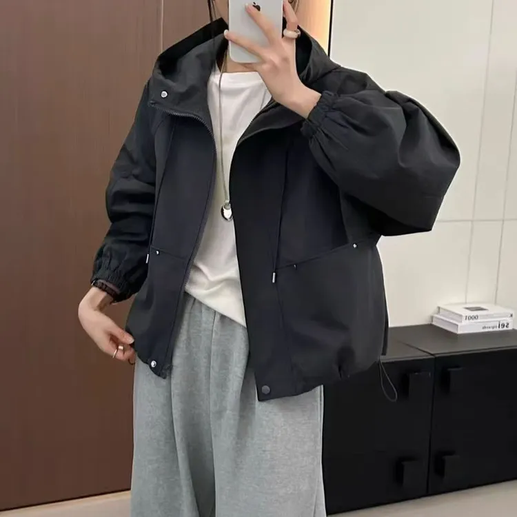 小施家南韩高货设计版拼接连帽时尚外套001