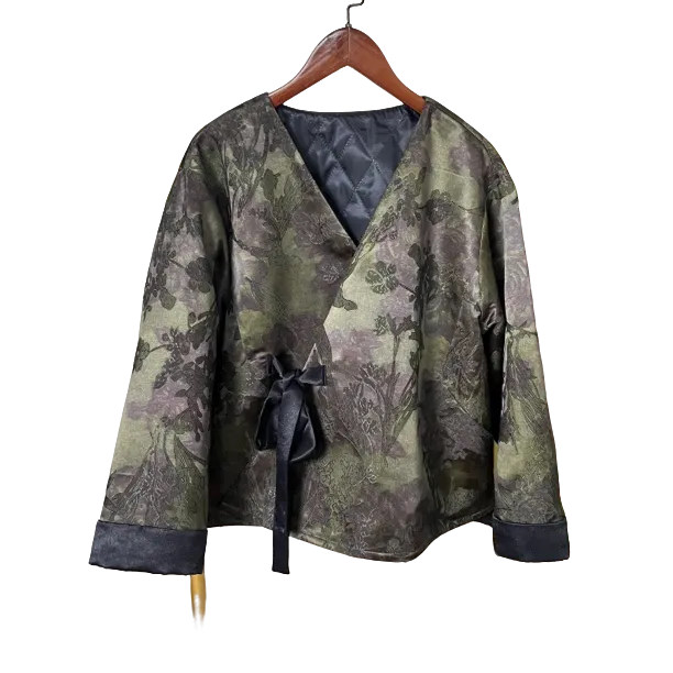 【佳佳】211~1秋冬短款棉服不褪色宽松型复古风提花外套网红时尚