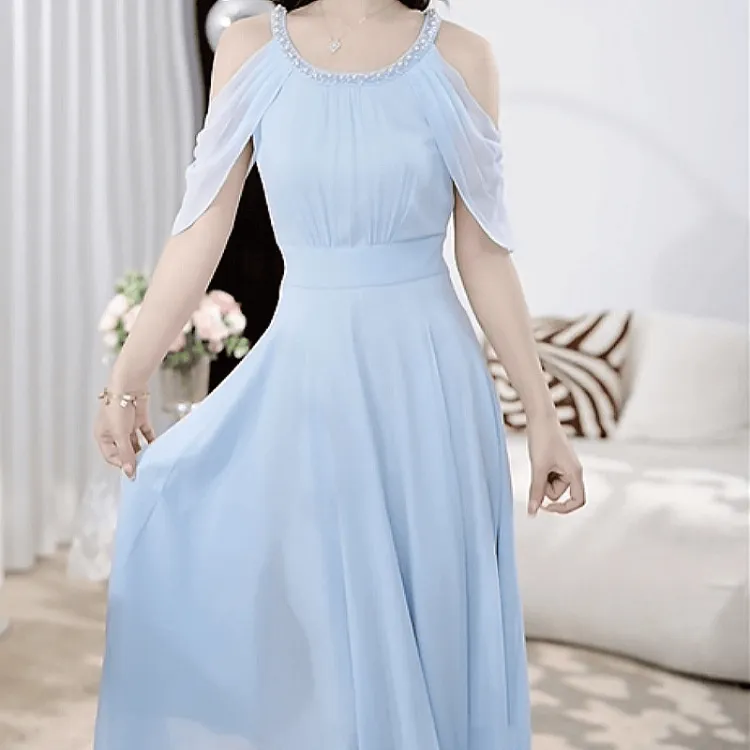 A106【连衣裙】2025夏季新款高端轻奢洋气温柔收腰显瘦精致连衣裙