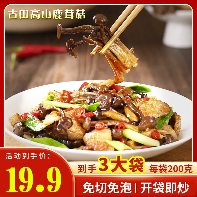 到手3袋】头茬优质高山鹿茸菇非干货200g/袋免泡发