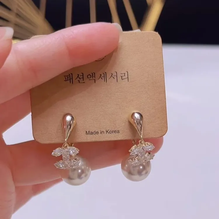 优雅气质小香风珠珠双面戴耳钉精致轻奢百搭时尚简约