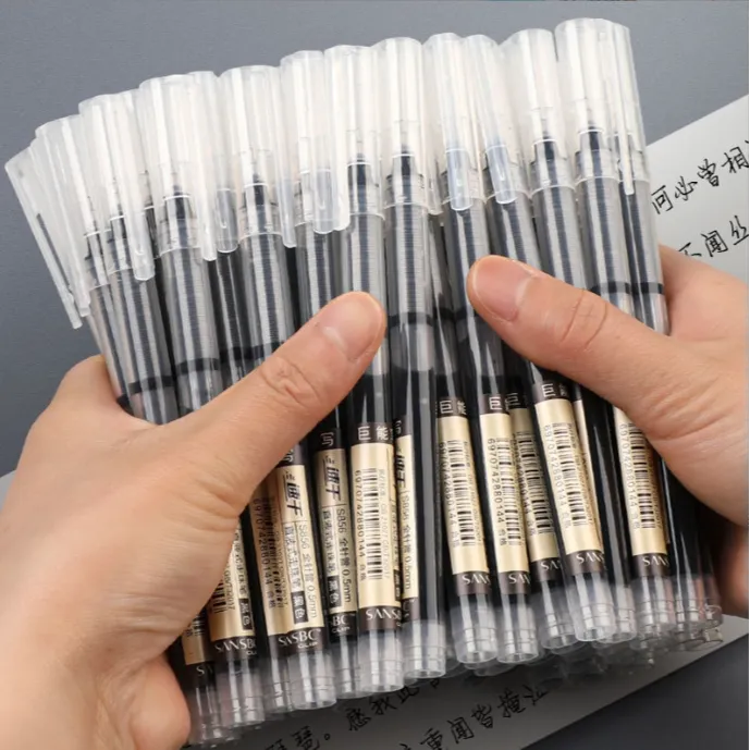 11支直液式中性笔速干大容量走珠笔0.5学生用针管笔
