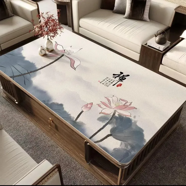 中式硅胶茶几垫防水防烫防油免洗长方形桌垫国风国潮客厅餐桌垫