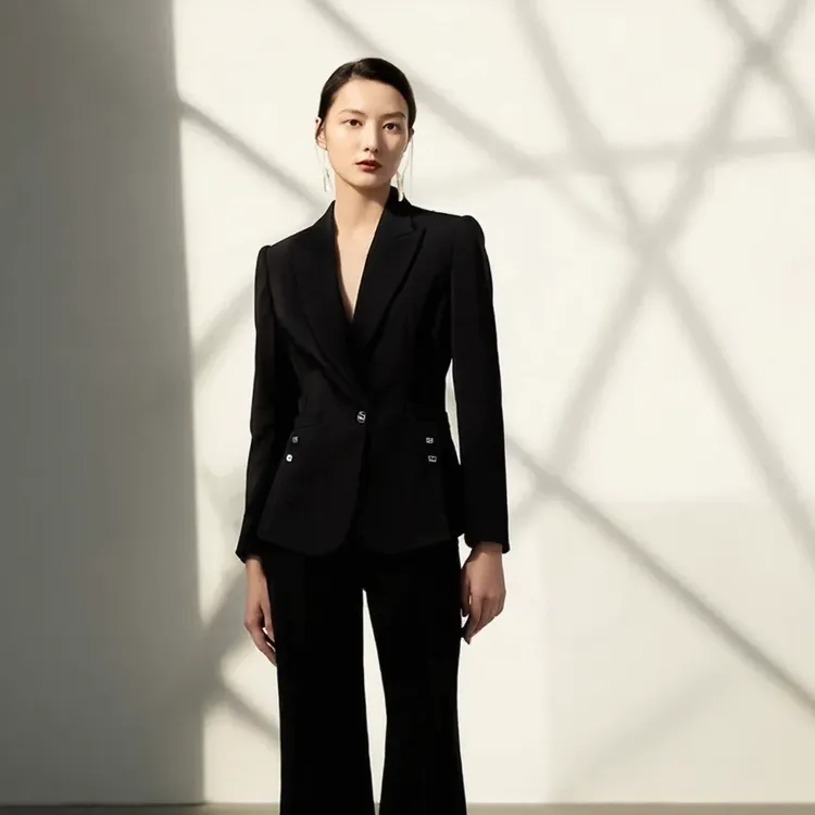专柜【恒Z】职业修身洋气高级感纯色开叉西装外套秋品牌撤柜CZ177