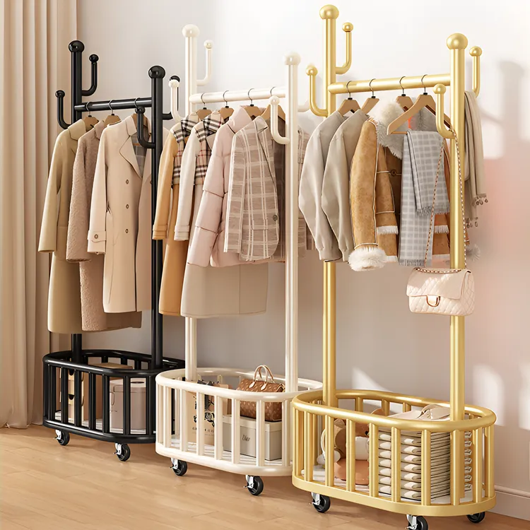 优勤衣架落地卧室挂衣架家用室内轻奢晾衣服置物架房间简易衣帽架