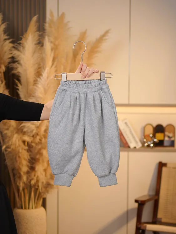 【baby】儿童秋冬季新款时尚潮流百搭加厚加绒卫裤休闲裤JJKZ001