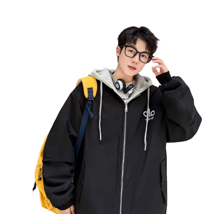 秋冬百搭男童卫衣外套男港风潮流休闲宽松两面穿飞行夹克加绒厚实