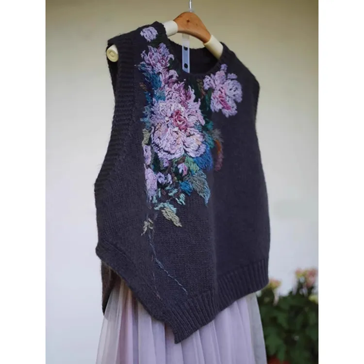 实物太美！不能错过！洋气别致温柔风时尚黑色针织马甲女背心上衣