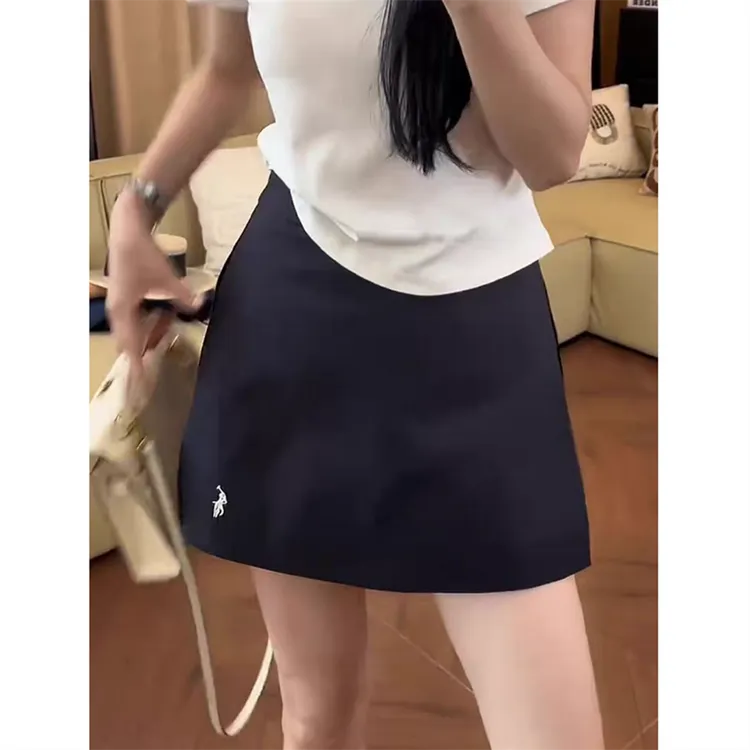 早秋西装面料【现货+运费险】刺绣小马裤裙a字裙夏季高腰显瘦半身裙开叉a字裙裤