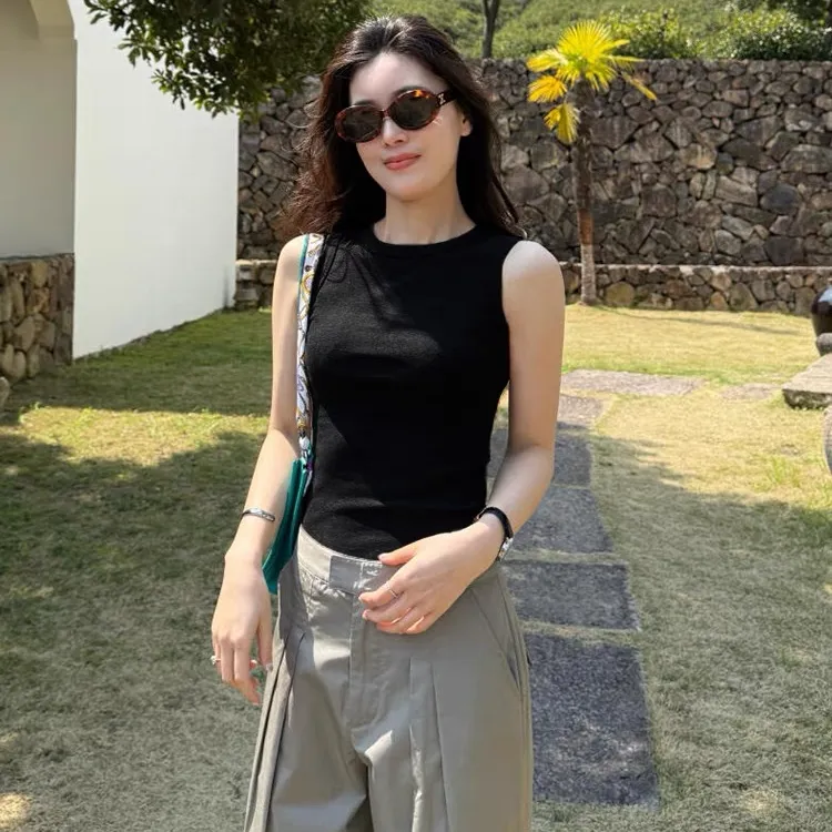 小众女装夏季内搭美背凉感修身宽肩遮副乳无袖上衣穿搭吊带背心