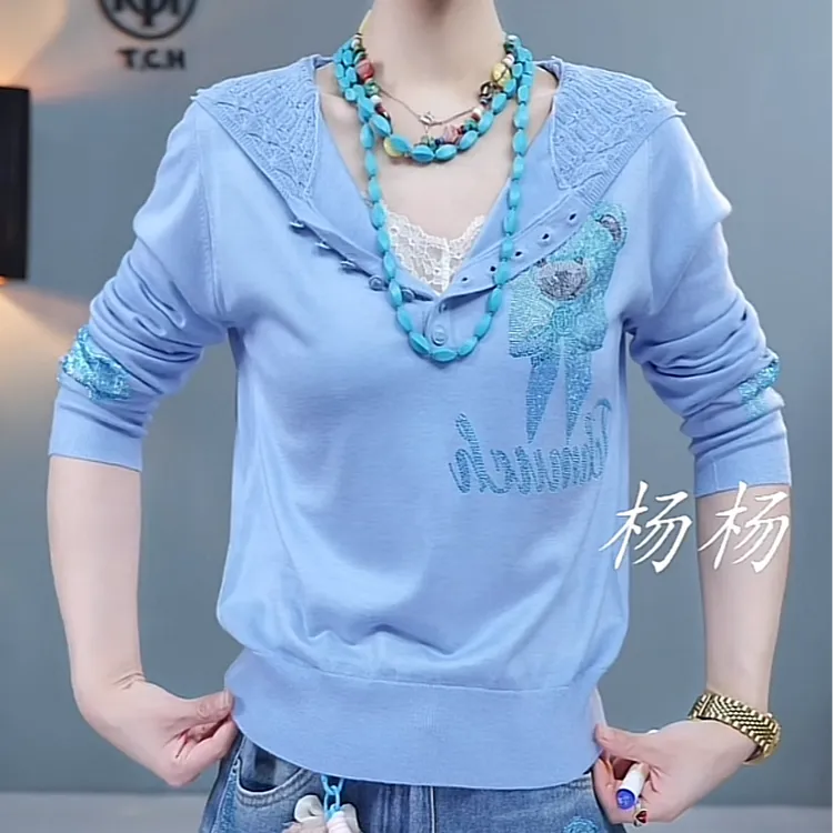 -TCH夏季小熊烫钻温婉风休闲针织开衫T75A09E5100