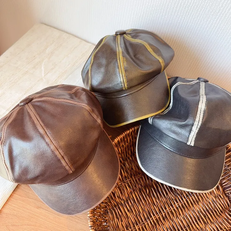 儿童礼帽复古八角帽秋冬小孩帽子时髦英伦风平顶带鸭舌欧美蓓蕾帽