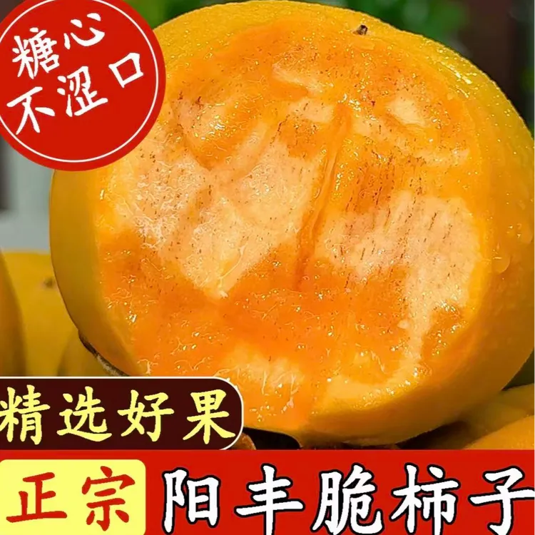 【带箱5斤】山西阳丰冰糖心巧克力脆柿新鲜采摘香甜多汁脆甜不涩口