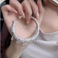 999.9南瓜头盘缠款开口大吉喜乐银手镯女轻奢小众高级感足银手镯