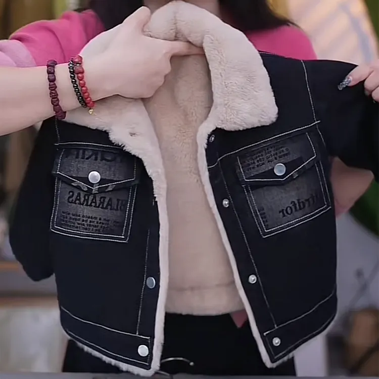 儿童加绒外套2025帅气秋冬装夹棉袄衣服男孩宝贝加厚牛仔夹克上衣