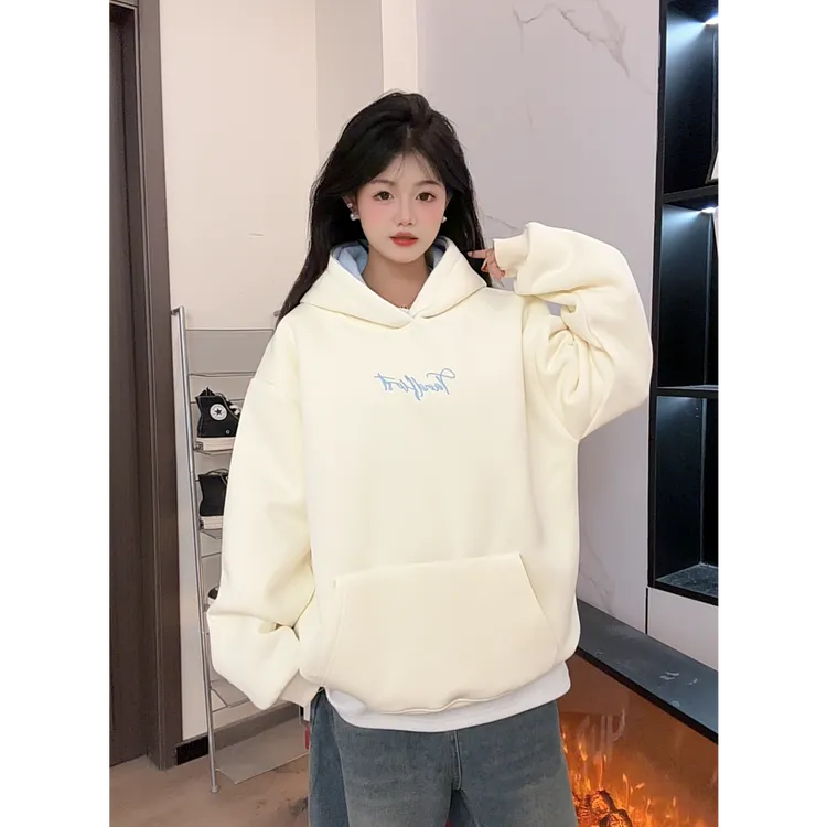 【嘉人有约】美式复古情侣连帽卫衣长袖休闲情侣宽松外套男款春秋女