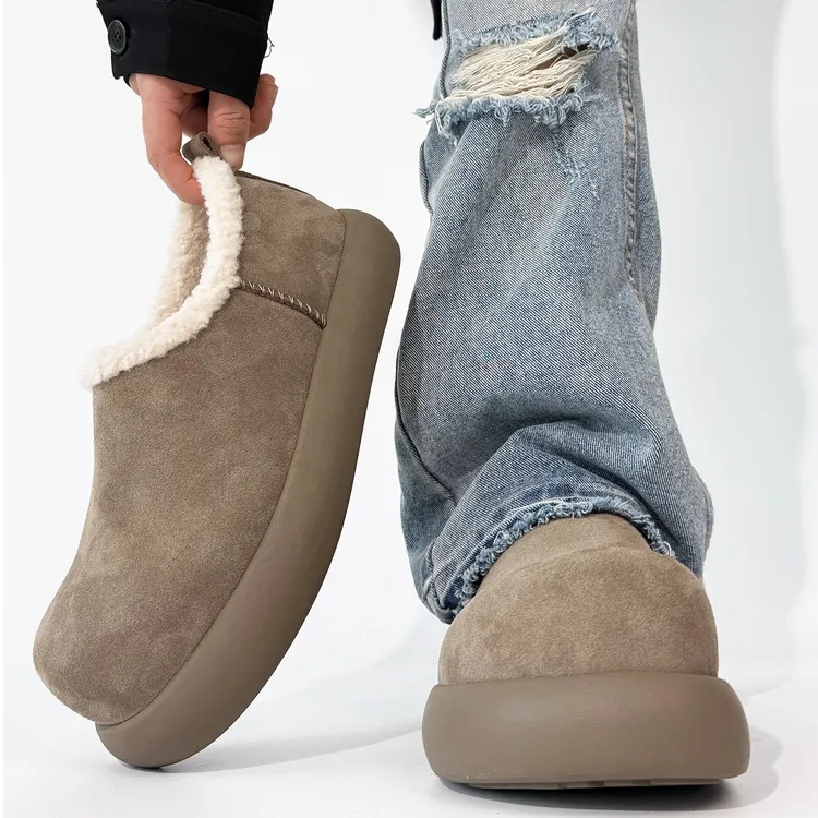 FEILEISHEN 一脚蹬懒人小土豆棉拖厚底冬季情侣加绒保暖勃肯鞋男