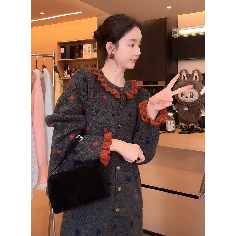 Zwinnie/詹维尼【南瓜色波点】秋冬韩版休闲百搭套装XH-WYM202520