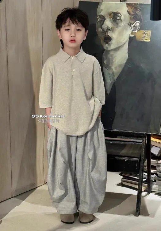 高端韩系童装Polo衫洋气短袖2025春夏装儿童套装男童休闲百搭夏季