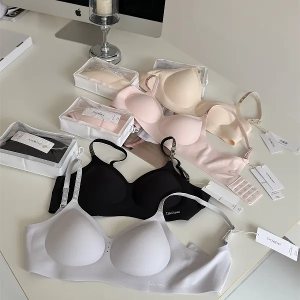 夏季舒适反重力性感闪细肩带香氛内衣超薄无痕透气可调节内衣套装