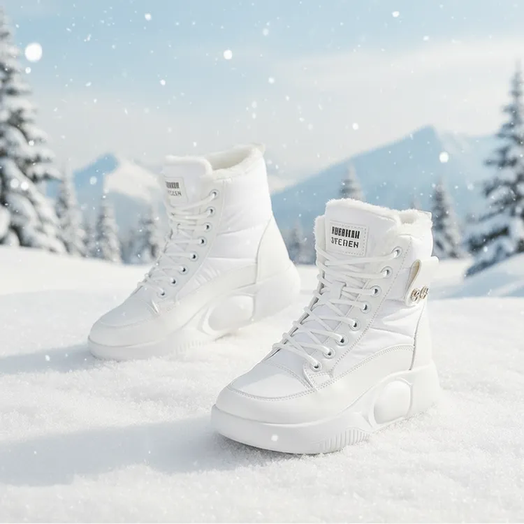 2025年秋冬季新款潮流马丁靴棉靴女中筒加绒加厚靴现代简约休闲风