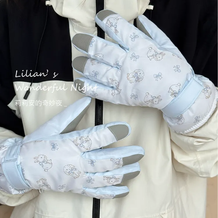 莉莉安小甜兔手套学生党高颜值冬季保暖加厚防风防寒可爱滑雪手套