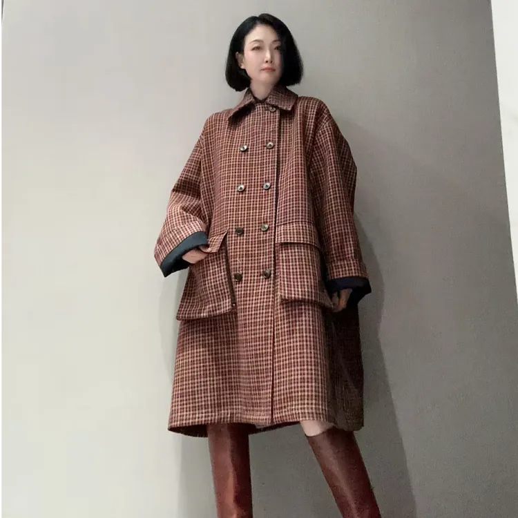 高定调性格纹双面羊毛大衣外套MC10611