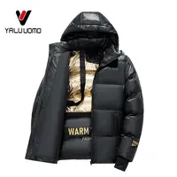 雅鹿男装女装宽松型冬装保暖中长款连帽亚面长袖棉服免烫处理