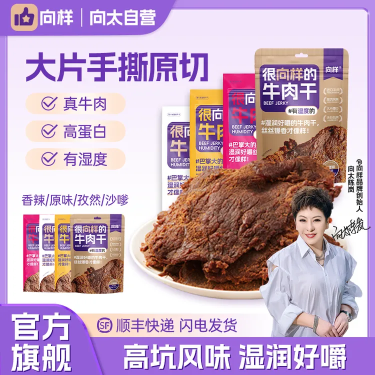 向样官方旗舰店向太牛肉干下午茶解馋零食高蛋白质开袋即食好吃JX
