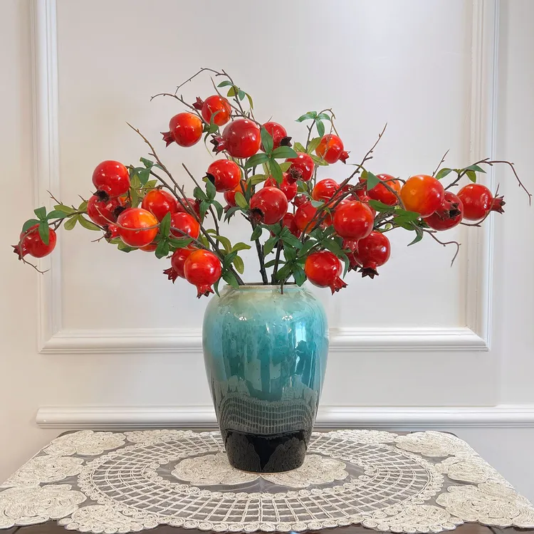 【送花瓶】客厅摆件仿真石榴仿真花装饰家居软装专用感软装石榴