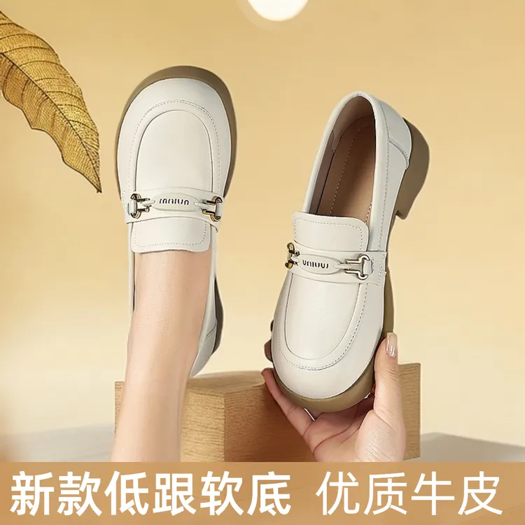 牛皮英伦风小皮鞋女新款爆款平底软底单鞋女士春季真皮软皮乐福鞋