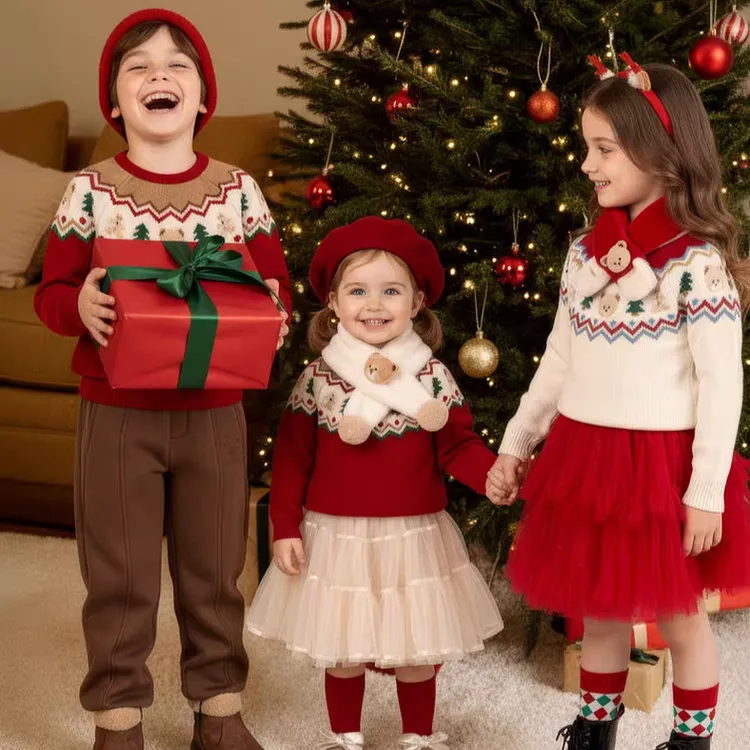 PawinPaw童装25年秋冬新款男女童圆领毛衣基础百搭舒适PCKAF4C61E