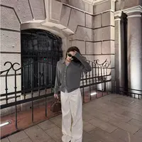 【暮光之城】秋季短款POLO领长袖纽扣针织开衫外套