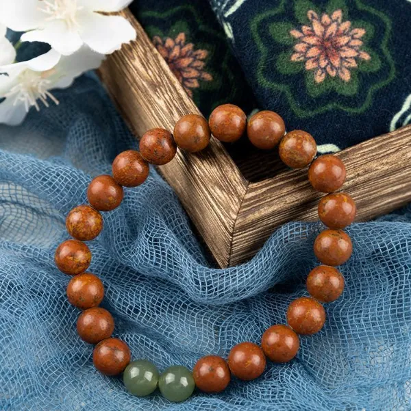 瑶之淘淘 非金属木质手链 砭石手串新中式圆珠手链佩戴男女同款