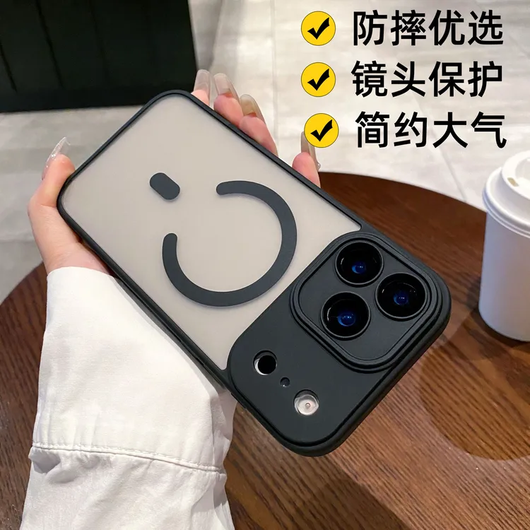 适用iPhone17promax磨砂肤感磁吸手机壳苹果16带镜头膜男女保护套