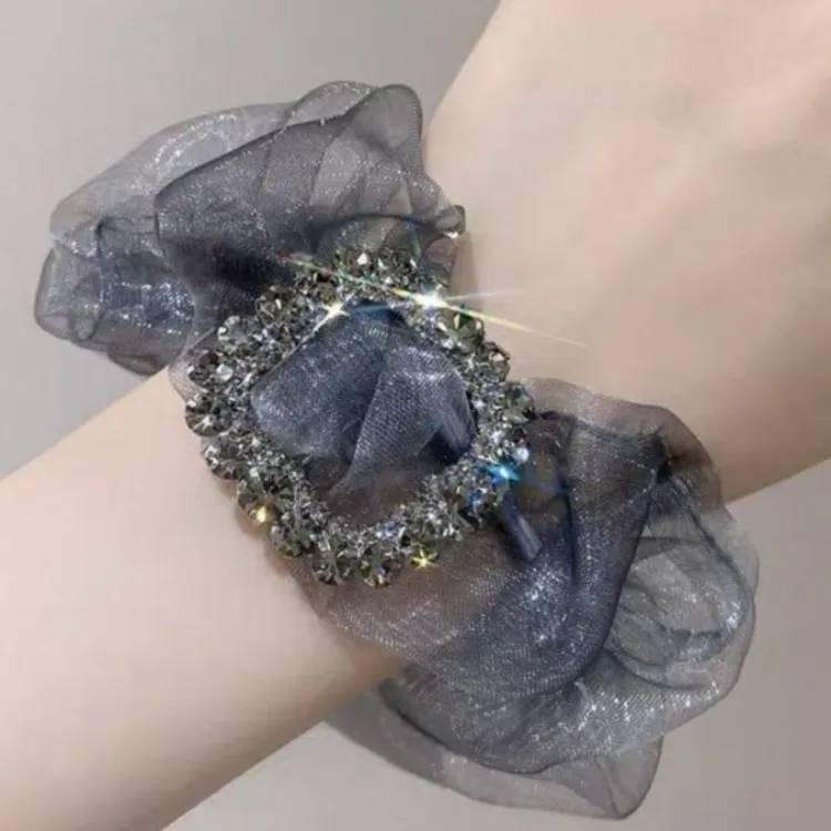 欧根纱大肠发圈女发绳韩国丸子头绳感精致高档夏季头花发饰品