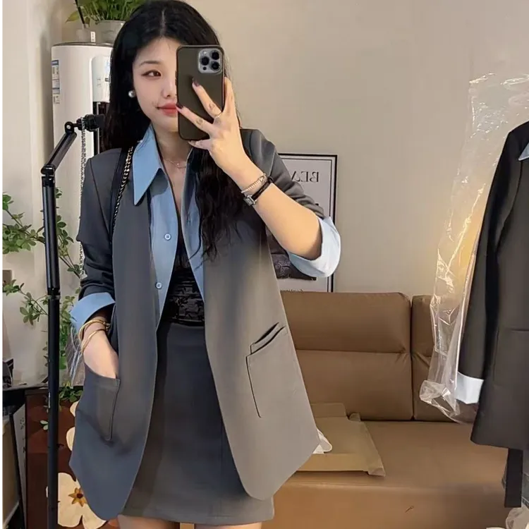 316时尚套装V领西服套装长袖2025秋季女装新款时尚显瘦休闲两件套