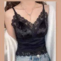 法式性感内衣女金丝绒蕾丝吊带无钢圈带胸垫聚拢美背一体罩杯打底