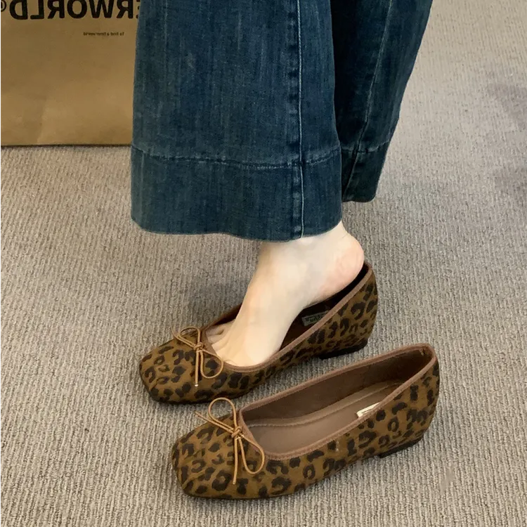 JHS-A3-1法式复古内增高蝴蝶结芭蕾单鞋2025年一脚蹬奶奶鞋瓢鞋