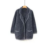 天山【100%山羊绒】新款宽松中长款女士羊绒开衫气质外套-YKNL5652T