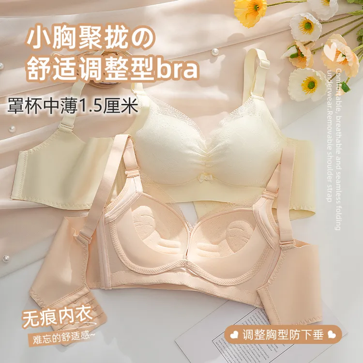 网红中薄款防下垂内衣女款2025新款小胸聚拢文胸内衣收副乳调整型
